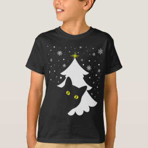 Weihnachts Schwarze Katze Weihnachtsbaum Schnee un T-Shirt