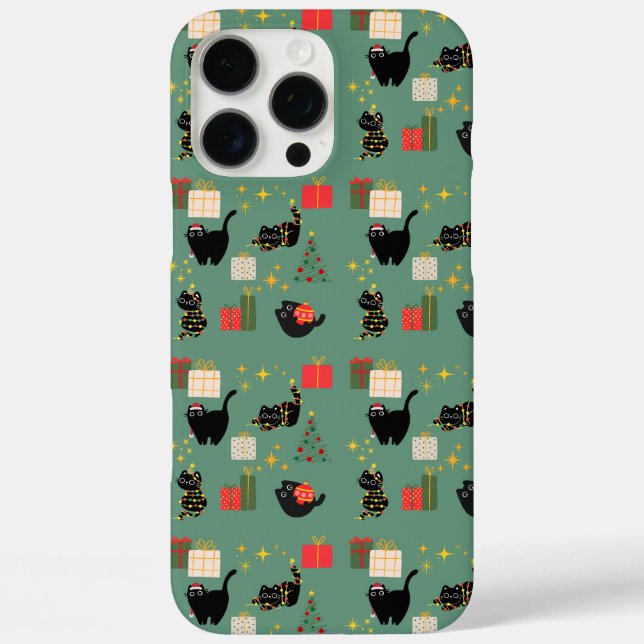 Weihnachts-Schwarze Katzen Case-Mate iPhone Hülle (Rückseite)