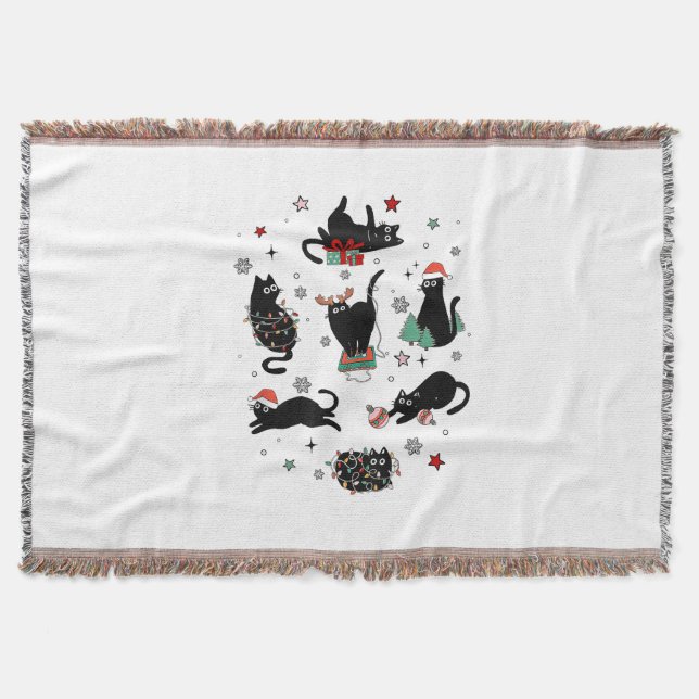 Weihnachts-Schwarze Katzen Decke (Vorderseite)