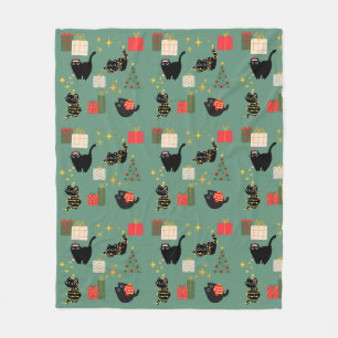 Weihnachts-Schwarze Katzen Fleecedecke
