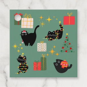 Weihnachts-Schwarze-Katzen-Geschenk Geschenkanhänger