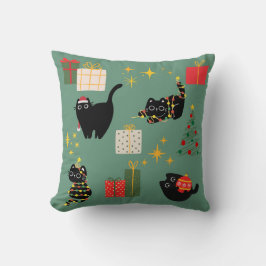 Weihnachts-Schwarze Katzen Kissen