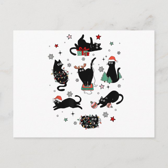 Weihnachts-Schwarze Katzen Postkarte (Vorderseite)