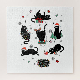 Weihnachts-Schwarze Katzen Puzzle