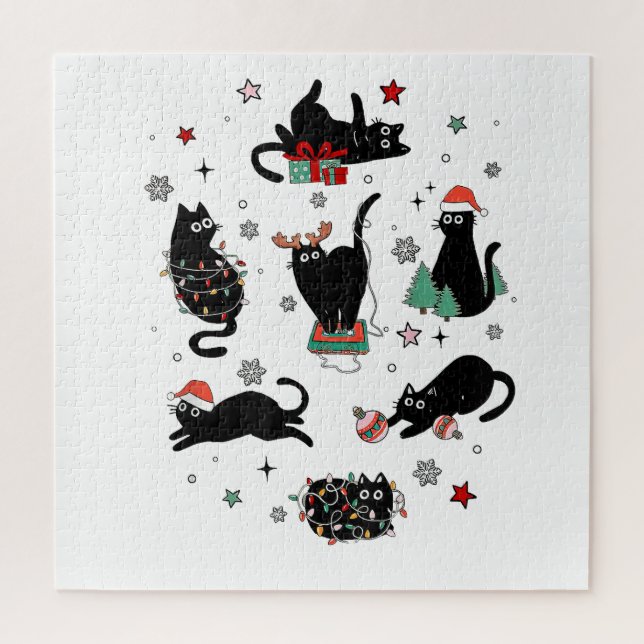 Weihnachts-Schwarze Katzen Puzzle (Vertikal)