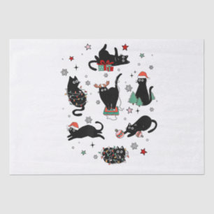 Weihnachts-Schwarze Katzen Seidenpapier