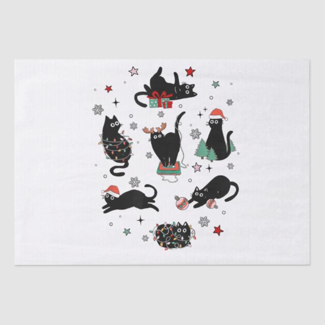 Weihnachts-Schwarze Katzen Seidenpapier (Vorderseite)