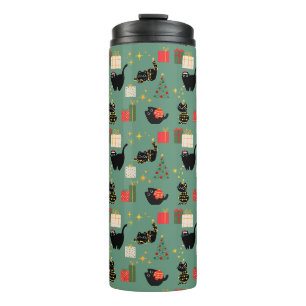 Weihnachts-Schwarze Katzen Thermosbecher