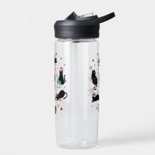 Weihnachts-Schwarze Katzen Trinkflasche