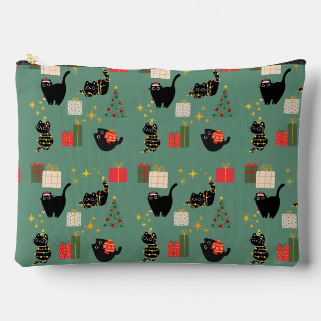 Weihnachts-Schwarze Katzen Zubehörtasche (Vorderseite)
