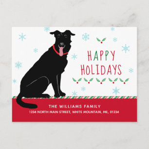 Weihnachts Schwarze Labrador Happy Holidays Moving Ankündigungspostkarte