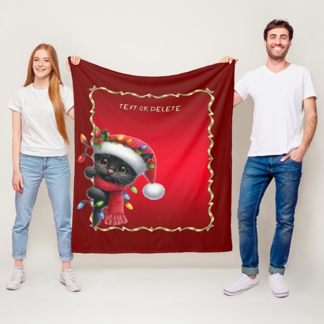 Weihnachts-Schwarzkatze-Fleece-Decke Fleecedecke (Beispiel)