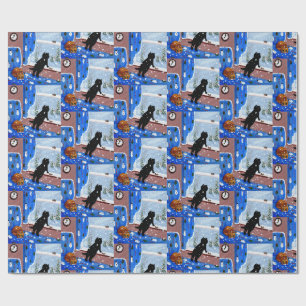 Weihnachts-Schwarzkatzen-Kunstmalerei Geschenkpapier