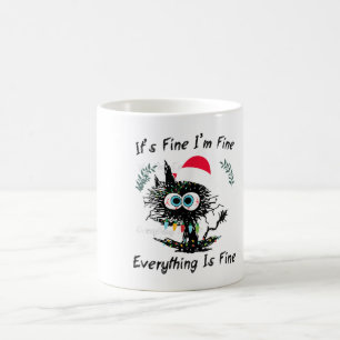 Weihnachts-Schwarzkatzen-Panik-Humor Es ist okay A Kaffeetasse