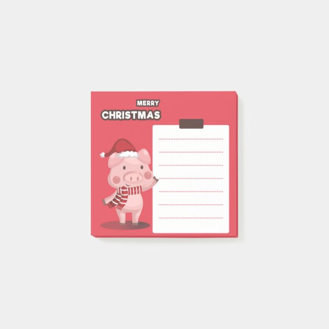 Weihnachts-Schwein-Post-it-Notes Post-it Klebezettel (Vorderseite)