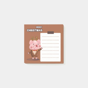 Weihnachts-Schwein-Rentier-Post-It-Notes Post-it Klebezettel