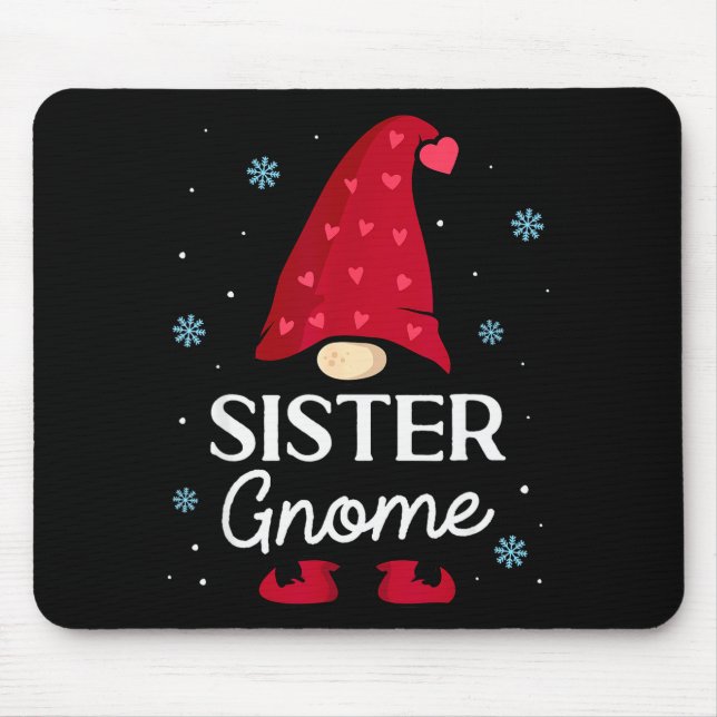Weihnachts-Schwester-Gnom-Zwergen-Gartenzwerg-Fami Mousepad (Vorne)