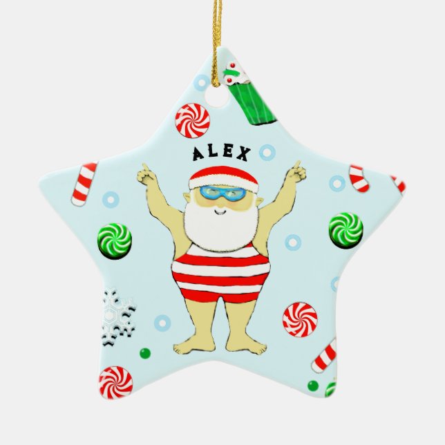 Weihnachts-Schwimmen Keramik Ornament (Vorne)