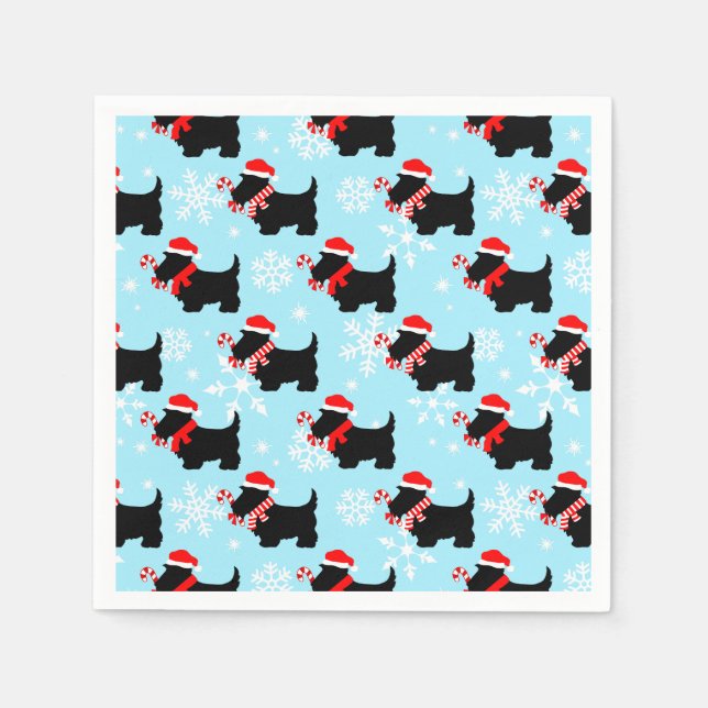 Weihnachts Scottie Hunde Muster Serviette (Vorderseite)