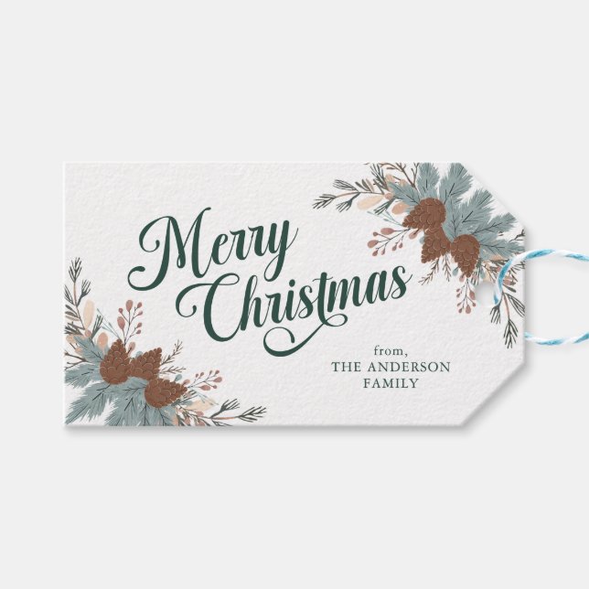 Weihnachts Script Boho Greenerity Weihnachten Geschenkanhänger (Vorderseite (Horizontal))