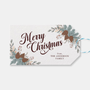 Weihnachts-Script Boho Grünzeug Weihnachten Geschenkanhänger