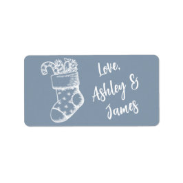 Weihnachts-Script Dusty Blue Geschenketikett Adressaufkleber