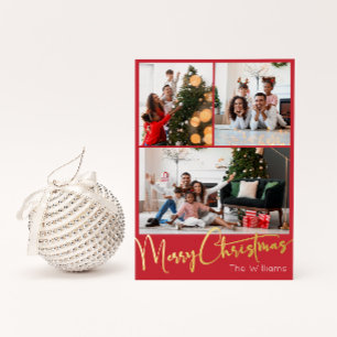 Weihnachts-Script Red 3 Foto Frohe Weihnachtsgolde Folien Feiertagskarte