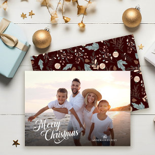 Weihnachts-Script Vollfoto Boho Grünzeug Feiertagskarte