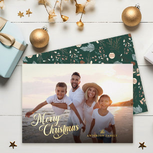 Weihnachts-Script Vollständiges Foto Boho Greeneri Folien Feiertagskarte