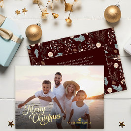 Weihnachts Script Vollständiges Foto Grüne Nachric Folien Feiertagskarte