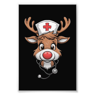 Weihnachts-Scrub Top Rentier Gummihandschuhe Krank Fotodruck