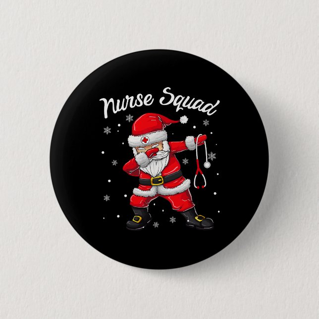 Weihnachts Scrub Tops Frauen Dabbing Santa Scrubs  Button (Vorderseite)