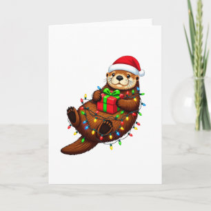 : Weihnachts-Sea-Otter Enhydra Lutris Santa Hut Karte