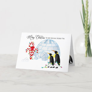 Weihnachts-Secret-Pal-Pinguine von Igloo-Lichtern Feiertagskarte