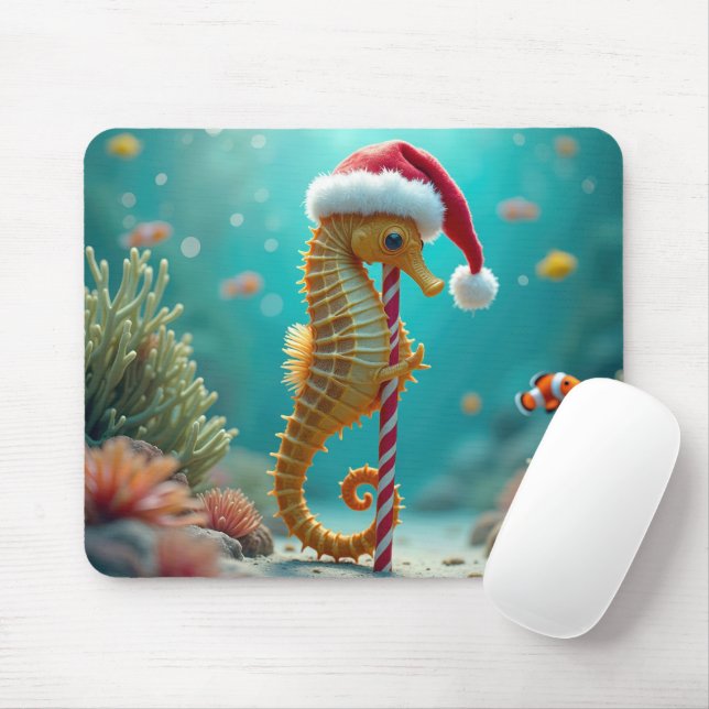Weihnachts-Seepferd mit Candy Cane Mousepad (Mit Mouse)