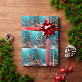 Weihnachts-Seepferd und Meeresschildkröte Geschenkpapier
