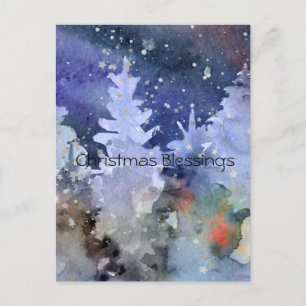 Weihnachts-Segeln Wasserfarbe Winterlandschaft Postkarte
