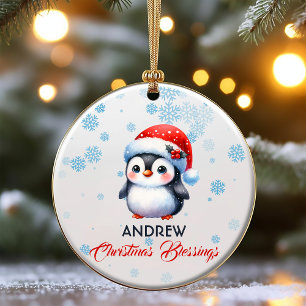 Weihnachts-Segnung niedlicher Pinguin-Ornament Keramik Ornament