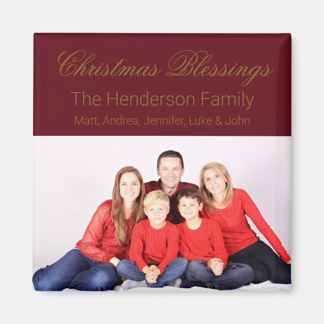 Weihnachts-Segnungen Custom Family Foto Magnet (Vorne)
