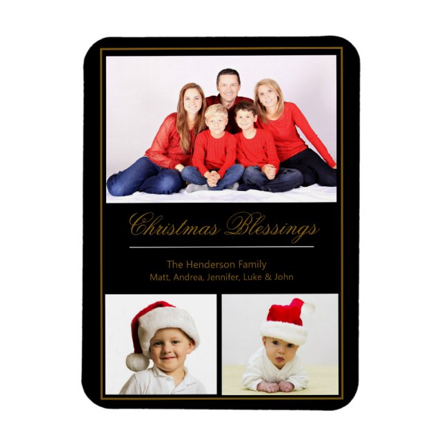 Weihnachts-Segnungen Custom Family Foto Magnet (Vertikal)