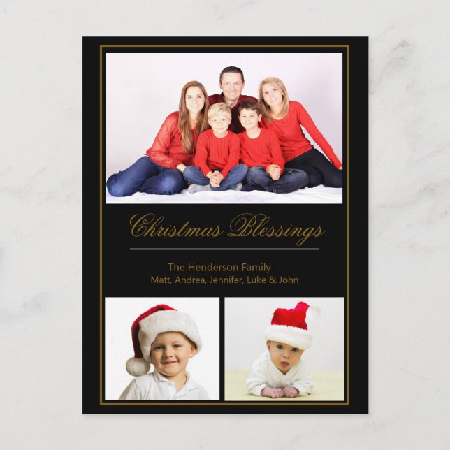 Weihnachts-Segnungen Custom Family Foto Postkarte (Vorderseite)