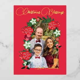 Weihnachts-Segnungen floral Folien Feiertagspostkarte