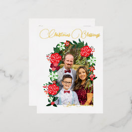 Weihnachts-Segnungen floral Folien Feiertagspostkarte