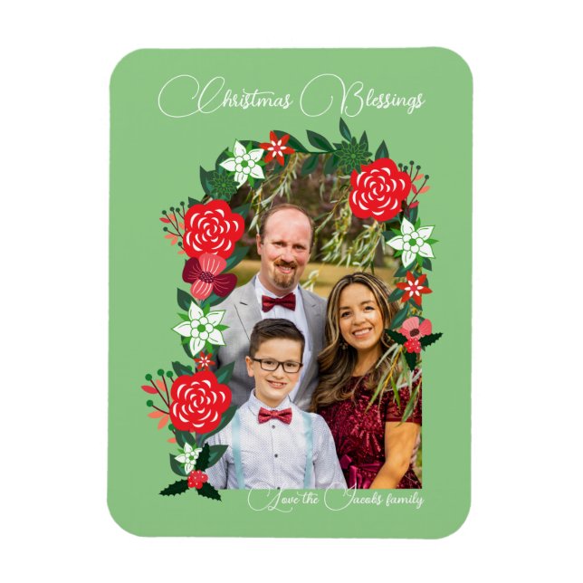 Weihnachts-Segnungen floral Magnet (Vertikal)
