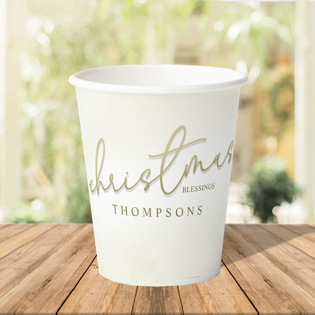 Weihnachts-Segnungen Gold-Kalligrafie-Skript Pappbecher (Christmas Blessing custom paper cup)