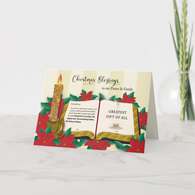 Weihnachts-Segnungen Pastor Christlich Poinsettias Karte (Vorderseite)