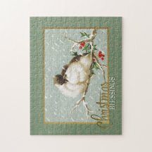 Weihnachts-Segnungen SchneeVögel Vintage Reprodukt