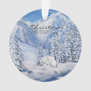 Weihnachts-Segnungen Winterlandschaft und Weißfuc Ornament
