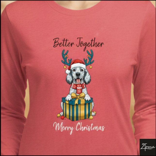 Weihnachts-Setter geschecktes Rentier-Geschenk-Gra Tri-Blend Shirt (Von Creator hochgeladen)