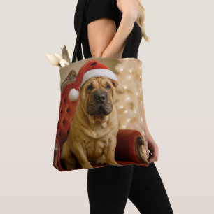 Weihnachts-Shar-Pei-Hund mit Santa-Hut
